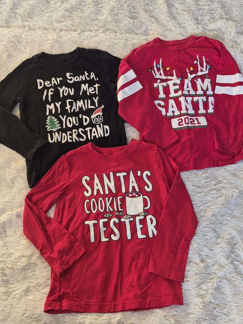 Bundle 3 Christmas Long Sleeve Shirts Tops 4T Holiday Graphic Tee